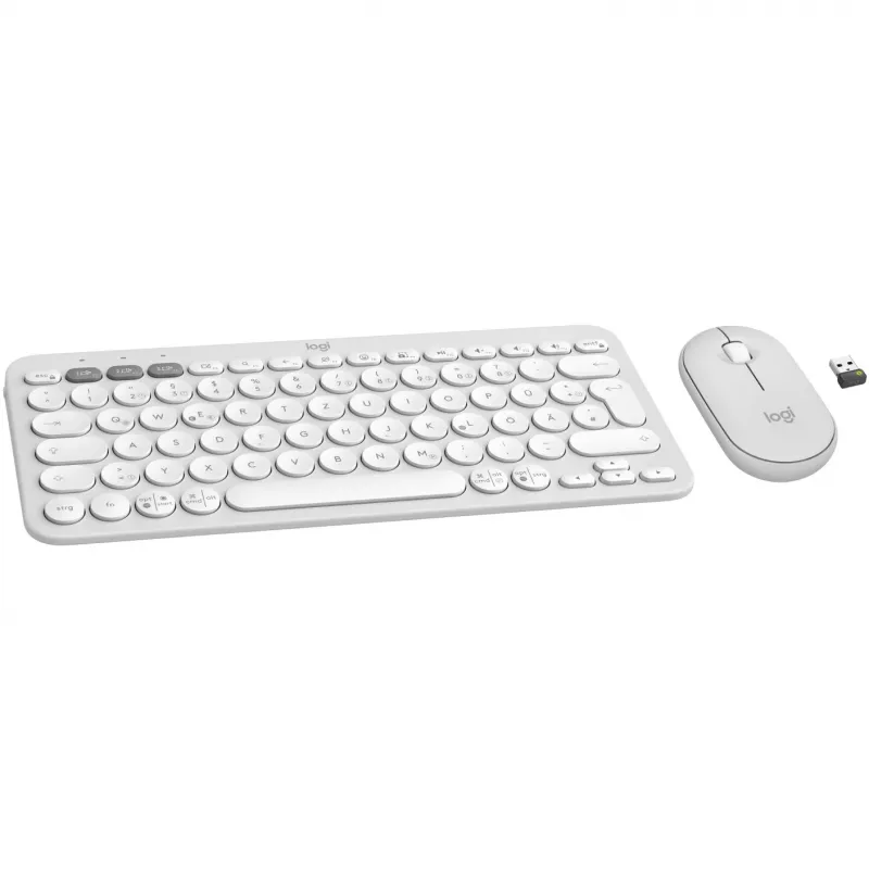 Logitech Pebble 2 Combo Set, biela, bezdrôtová, nemecká, 920-012204