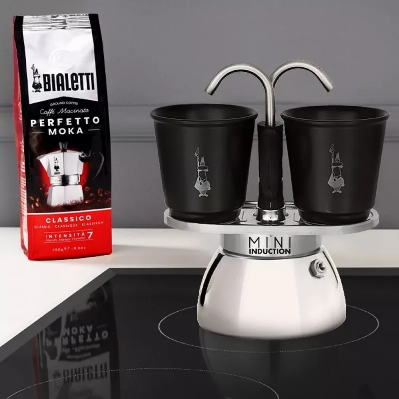 Súprava mokka kanvice Bialetti Mini Express Induction 7310, 2 šálky s 2 pohármi