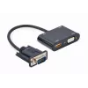 Videokábel adaptér GEMBIRD A-VGA-HDMI-02 0,15 m — HDMI + VGA (D-Sub) konektor samica na VGA (D-Sub) konektor samec, čierny