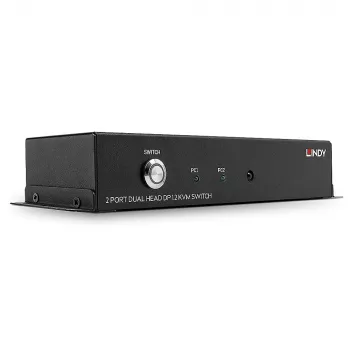 Lindy 2 portový Dual Head DisplayPort 1.2 KVM prepínač, 3840 x 2160 pixelov, 4K Ultra HD, čierna