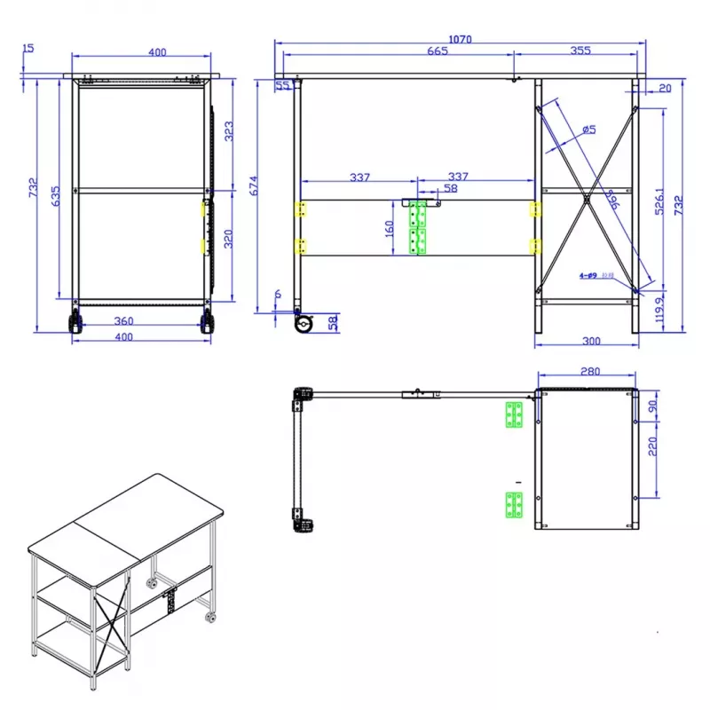 Maclean Loft sklápací stôl, rozmery: 107x45x75 cm, max. 150 kg, s doskou stola, tmavá orechová farba, MC-411 B