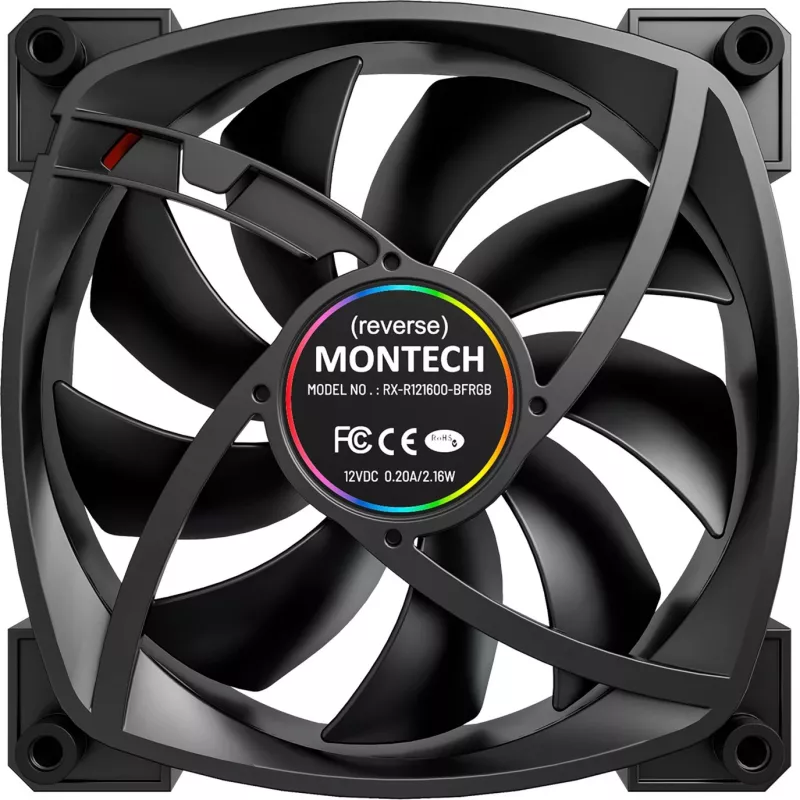 Ventilátor Montech RX120 PWM 12 cm čierny 720–1760 RPM Rifle Bearing