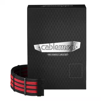Sada napájacích káblov CableMod PRO Series ModMesh C-Series pre Corsair RMi/RMx — čierne/červené opláštené káble