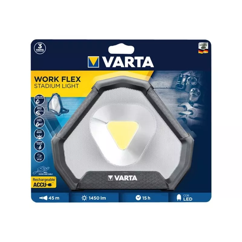 Samostatne stojace pracovné svietidlo Varta Work Flex čierne