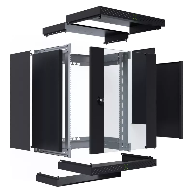 EFB Elektronik 19 inch skriňa X-Rack so sklenenými dverami 400-600mm čierna - nástenná skriňa (WGX-1506TS.G1)