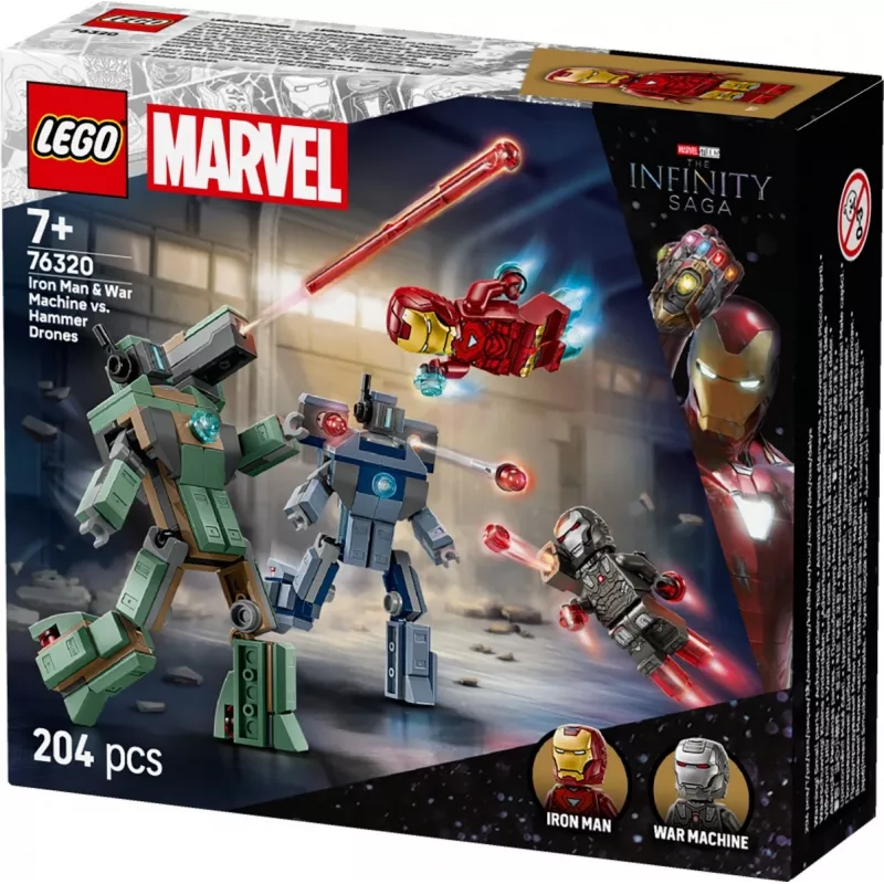 Konštrukčná hračka LEGO Marvel Super Heroes Iron Man War Machine sada 76320, 204 dielov, 2 minifigúrky, výška 100 mm