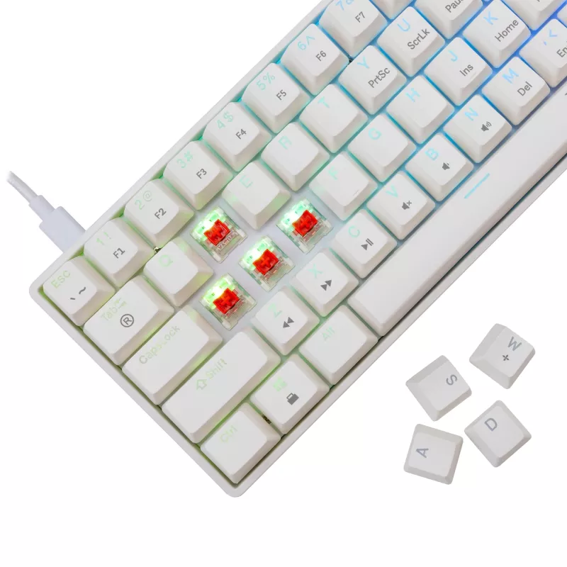 Káblová mechanická klávesnica White Shark Shinobi-2 (GK-004211) — US-layout, Red spínače, biela