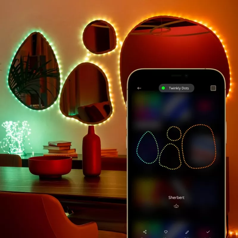 Twinkly Dots 60 RGB USB smart svetlá, 3 m, čierne