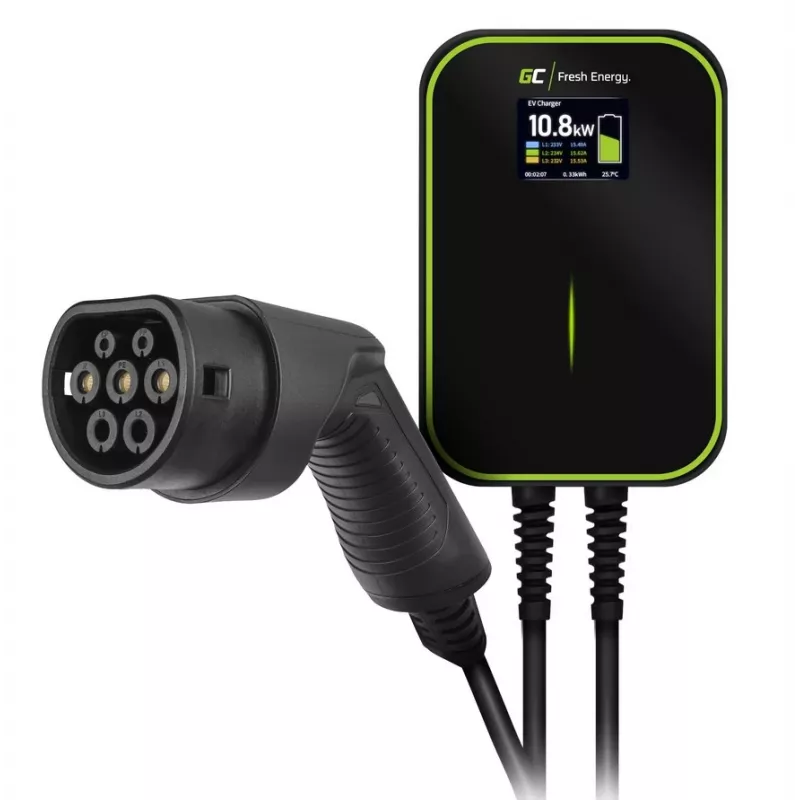 Nabíjacia stanica pre elektrické vozidlá Green Cell EV14 22 kW Čierna Hliník Nástenná