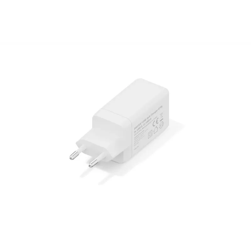 Nástenná nabíjačka DIGITUS DA-10303 67W GaN, 2× USB-C + 1× USB-A, 100–240V, biela