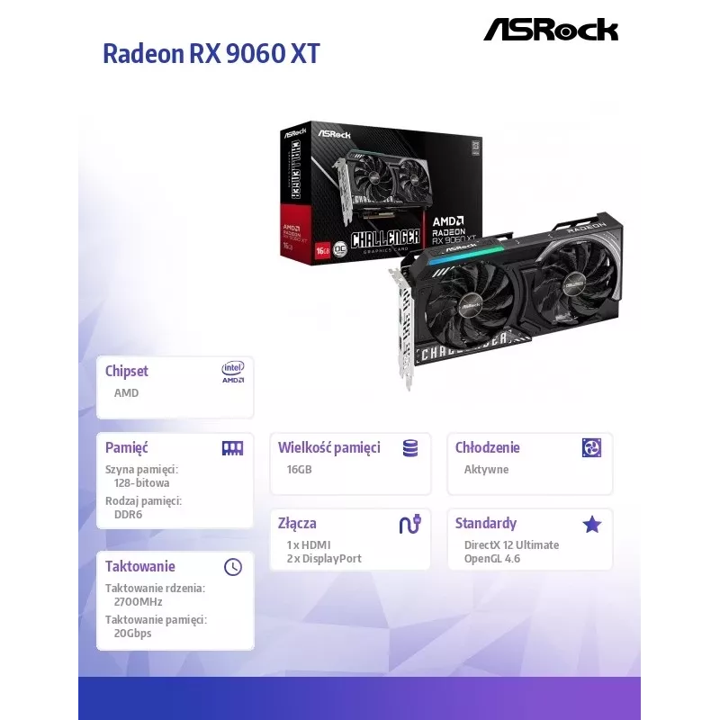 ASRock Radeon RX 9060 XT Challenger 16GB OC GDDR6 grafická karta