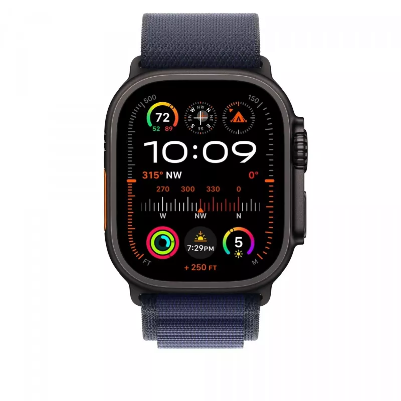 Apple 49 mm Navy Alpine Loop – malý – čierny titanium povrch