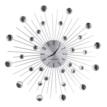 Nástenné hodiny ESPERANZA EHC002 — mechanické, okrúhle, priemer 50 cm, hrúbka 25 mm, hliníkový rám, sklenený kryt, povrchová úprava nehrdzavejúca oceľ