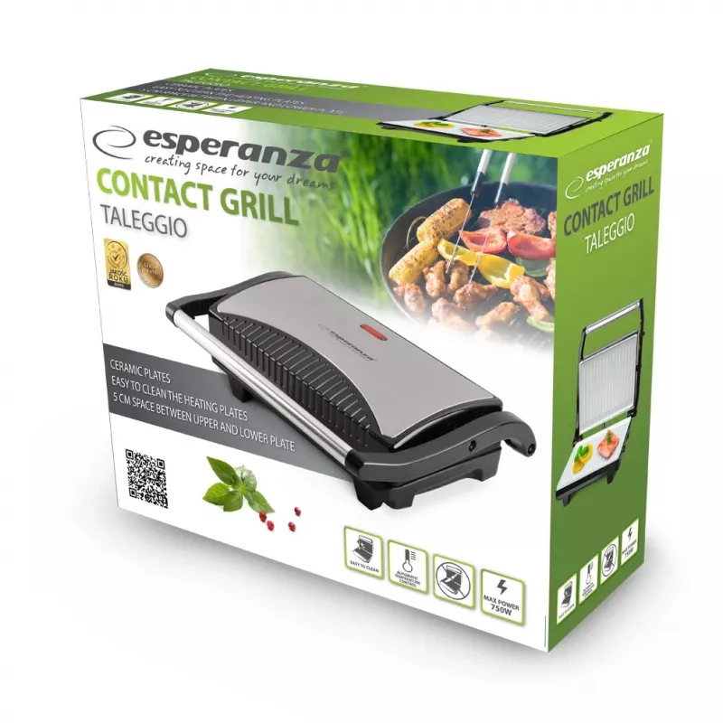 Esperanza EKG006 elektrický gril 750W nerez/čierna