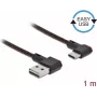 USB 2.0 kábel Type-A samec na USB Type-C samec zahnutý vľavo/vpravo 1 m čierny DeLOCK 85281