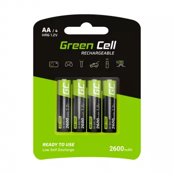 Nabíjateľná batéria Green Cell GR01 AA NiMH 1,2 V 2600 mAh, 4 ks, zelená