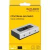 Audio jack prepínač 3,5 mm 2 porty manuálny obojsmerný, prepínač sivý/čierny