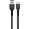 Goobay USB-C kábel Fabric Supersoft s kovovými konektormi, 2 m, čierny (2m, USB 2.0, 60W), USB kábel
