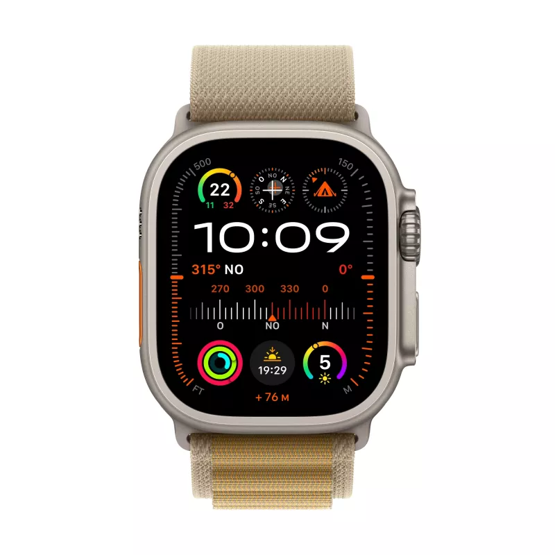 Apple Watch Ultra 2 GPS + Cellular 49mm prírodné titánové puzdro s Tan Alpine remienkom – Medium (MX4F3FD/A)