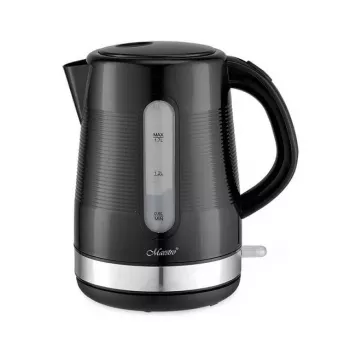 Kanvica Maestro 1,7 L 2200 W čierna — plastové puzdro, tlačidlové veko, ergonomická rukoväť