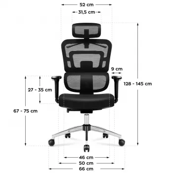 Kancelárska otočná stolička mark adler Expert 4.9 model 5701-65776 — sieťovina, nastaviteľná opierka hlavy, bedrová opierka, výška sedu 44–52 cm, max. zaťaženie 150 kg
