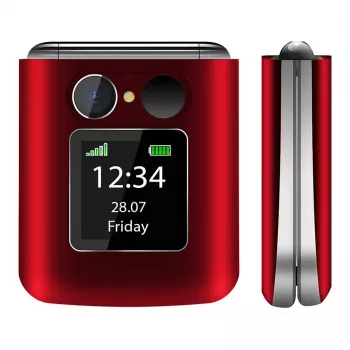 Flip telefón Beafon Fold 10 Silver Line červeno-strieborný Dual SIM