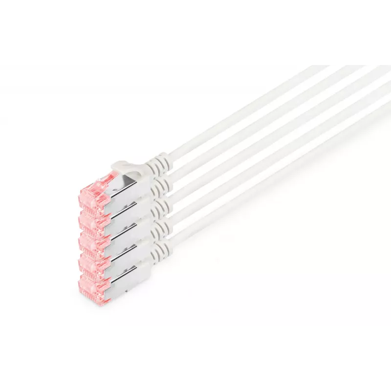 Digitus DK-1624-100S-5 Slim patch kábel CAT 6 U/FTP, 10 m, sivý, balenie 5 ks