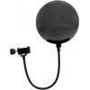 Mikrofónový pop filter Omnitronic model 60006250 kovový čierny, okrúhly sieťovaný veterný kryt