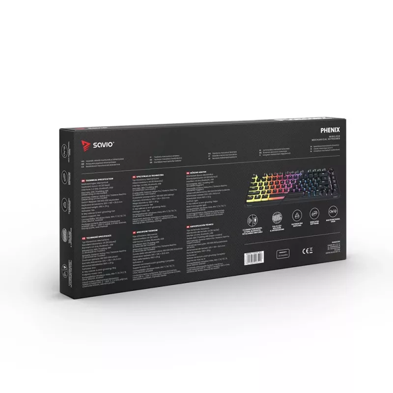 Herná klávesnica Savio SAVGK-PHENIX RED PUDDING mechanická RGB Wireless