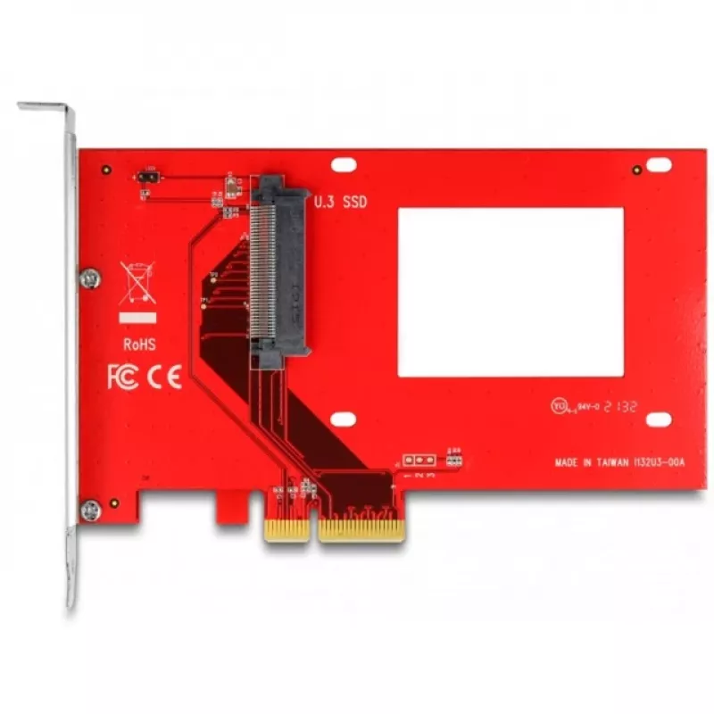 DeLOCK PCI Express x4 karta na 1 x interný U.3 červená strieborná