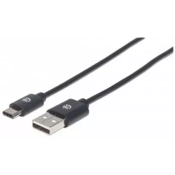 Manhattan USB-C na USB-A kábel, 50 cm, konektor samec na konektor samec, čierny, 480 Mbit/s (USB 2.0), Hi-Speed USB, doživotná záruka, zodpovedá USB2AC50CM