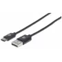 Manhattan USB-C na USB-A kábel, 50 cm, konektor samec na konektor samec, čierny, 480 Mbit/s (USB 2.0), Hi-Speed USB, doživotná záruka, zodpovedá USB2AC50CM