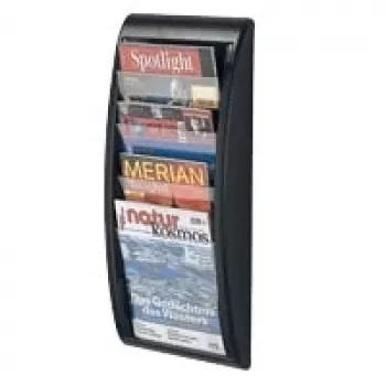 Paperflow stojan na prospekty nástenný stojan na prospekty A4 na výšku, 4 priehradky, antracit