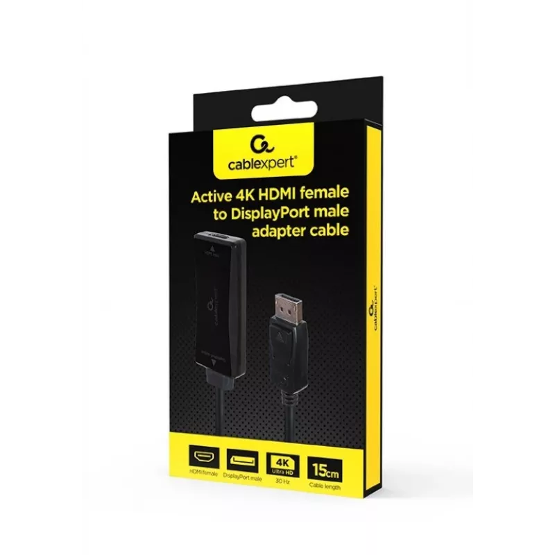 Videokáblový adaptér GEMBIRD A-HDMIF30-DPM-01 HDMI Type-A na DisplayPort 0,15 m čierny