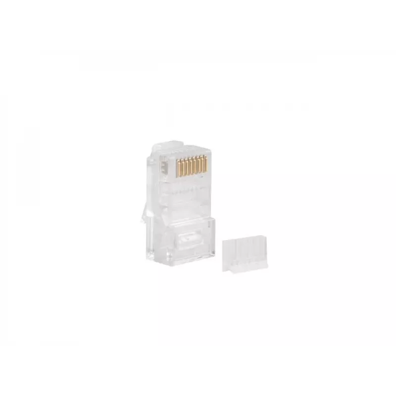 LANBERG RJ-45 konektor PLU-6000 pre Cat6 U/UTP káble, transparentný/biely, balenie 100 ks