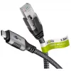 Ethernetový kábel USB-C 3.2 Gen2 konektor samec > RJ-45 konektor samec, LAN adaptér čierny/strieborný, 2 metre, pletený textilný plášť