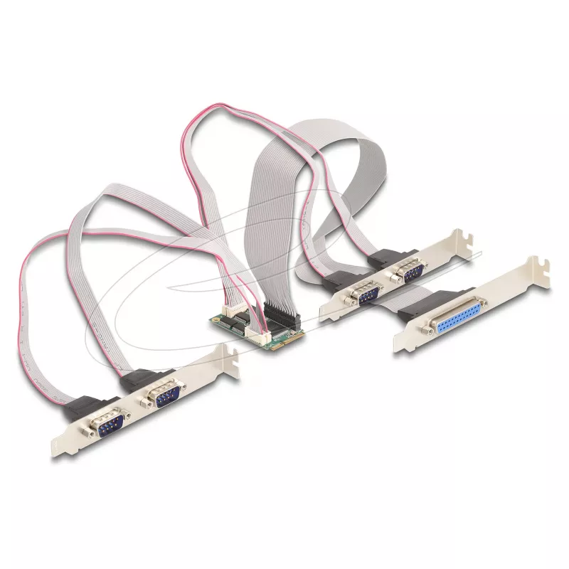 Interný Mini-PCIe rozhranový adaptér DELOCK 95279 — sériový host, Mini-PCIe výstup, podpora RS-232, 460,8 Kbit/s, FIFO 256 B, 30×51×10 mm