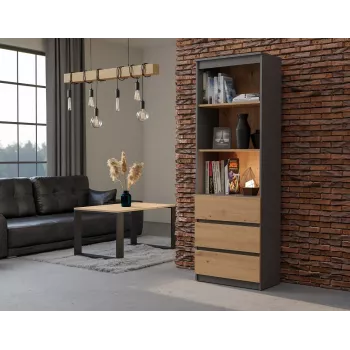 Kancelárska polica Top e shop RS-60 ANT/ART KPL — 3 police, drevotrieska, 600×350×1800 mm