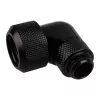Alphacool Eiszapfen 16mm HardTube skrutkovacia vsuvka 90° otočná G1/4 – uhlová svorka na kvapalinový chladiaci systém – hlboká čierna
