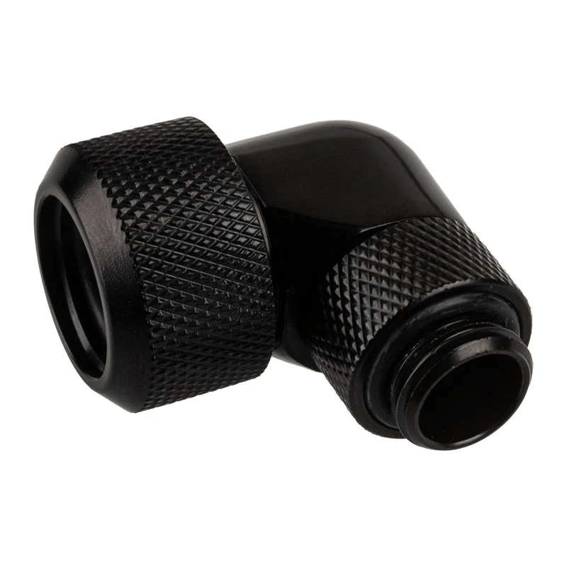 Alphacool Eiszapfen 16mm HardTube skrutkovacia vsuvka 90° otočná G1/4 – uhlová svorka na kvapalinový chladiaci systém – hlboká čierna