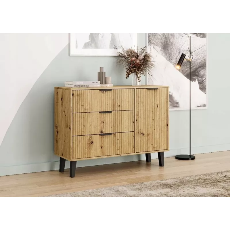 SCANDI 1D3S štíhla dub ARTISAN komoda