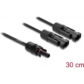 DELOCK solárny rozbočovací kábel 2x konektor samec na 1x konektor samica 30 cm čierny (model 89298)
