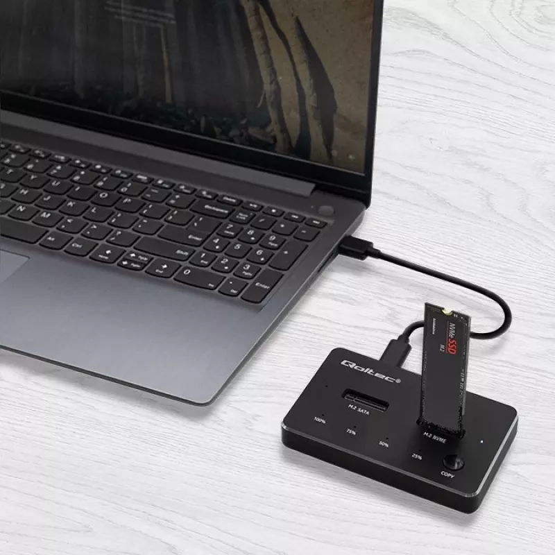 Qoltec 52274 M.2 SSD dokovacia stanica | NVMe | SATA | USB-C | DUAL 2 x 2TB