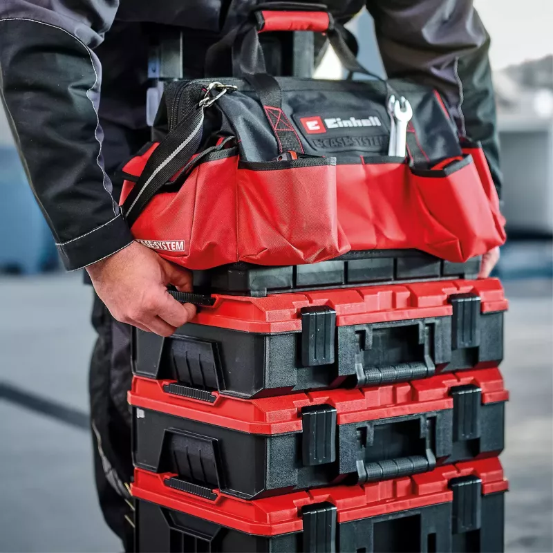 Einhell 4540036 E-Case Bag systémová taška na náradie, polyester, nosnosť 30 kg, čierna/červená