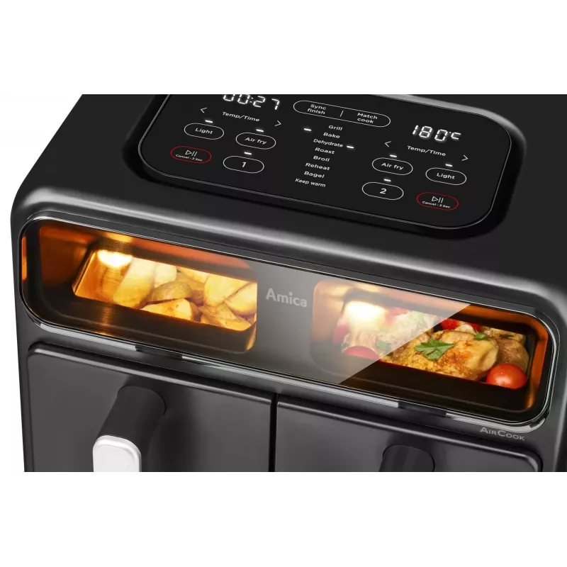 Dvojitá teplovzdušná fritéza Amica AFM 7020, 8 l, 2400 W, čierna