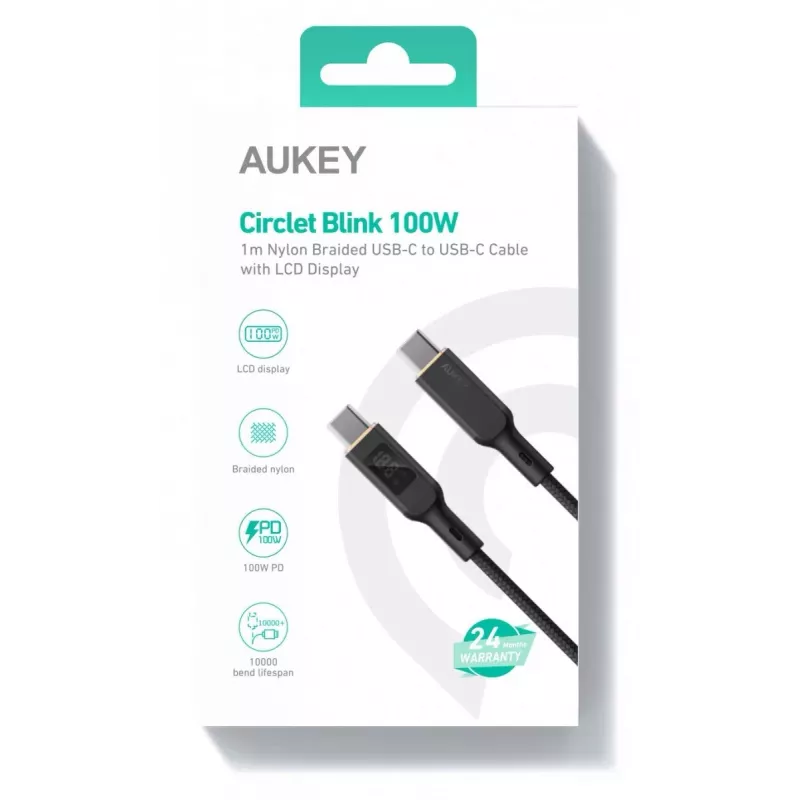 AUKEY CB-MCC102 USB kábel 1,8 m USB-C čierny 480 Gbit/s