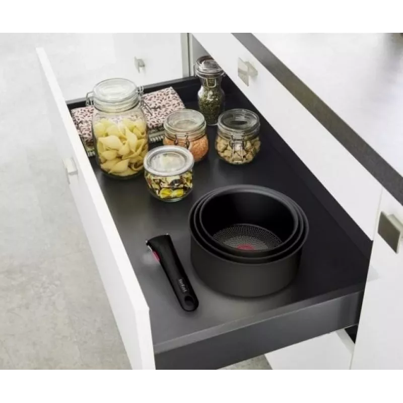 Sada hrncov TEFAL, 4-dielna | L7649453 Ingenio Ultimate | 16/18/20 cm | hliník | čierna