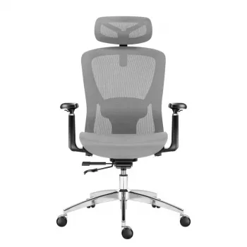 Rotačná kancelárska stolička mark adler Expert 5.3 sivá mesh – ergonomická, výškovo nastaviteľná, bedrová opierka, opierka hlavy, podrúčky