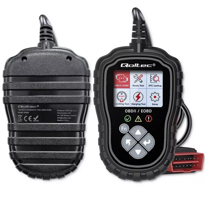 OBDII diagnostický tester QOLTEC ProLine 50685 — automobilový OBD-II skener pre 8V/25V systémy