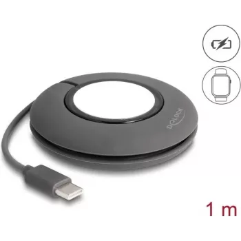 DeLOCK 83019 Zasúvací magnetický nabíjací kábel USB Type-C pre Apple Watch, 1 m, sivý